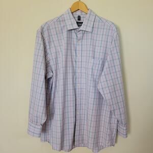 Van Heusen 17 32/33 Signature Regular Fit Non Iron Dress Shirt Plaid